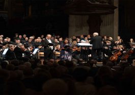 John Rutter conducts in St Paul’s Cathedral.